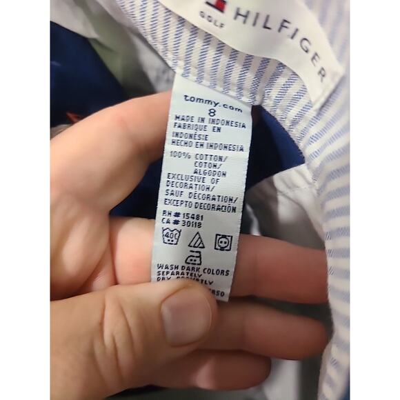 TOMMY HILFIGER Golf Crop Pants Blue Orange Pelican Embroidered Bird Capri 8 - Picture 7 of 9